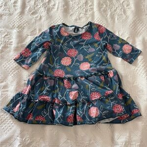 Tea Collection Blue and Pink Floral Dress Flare Size 4